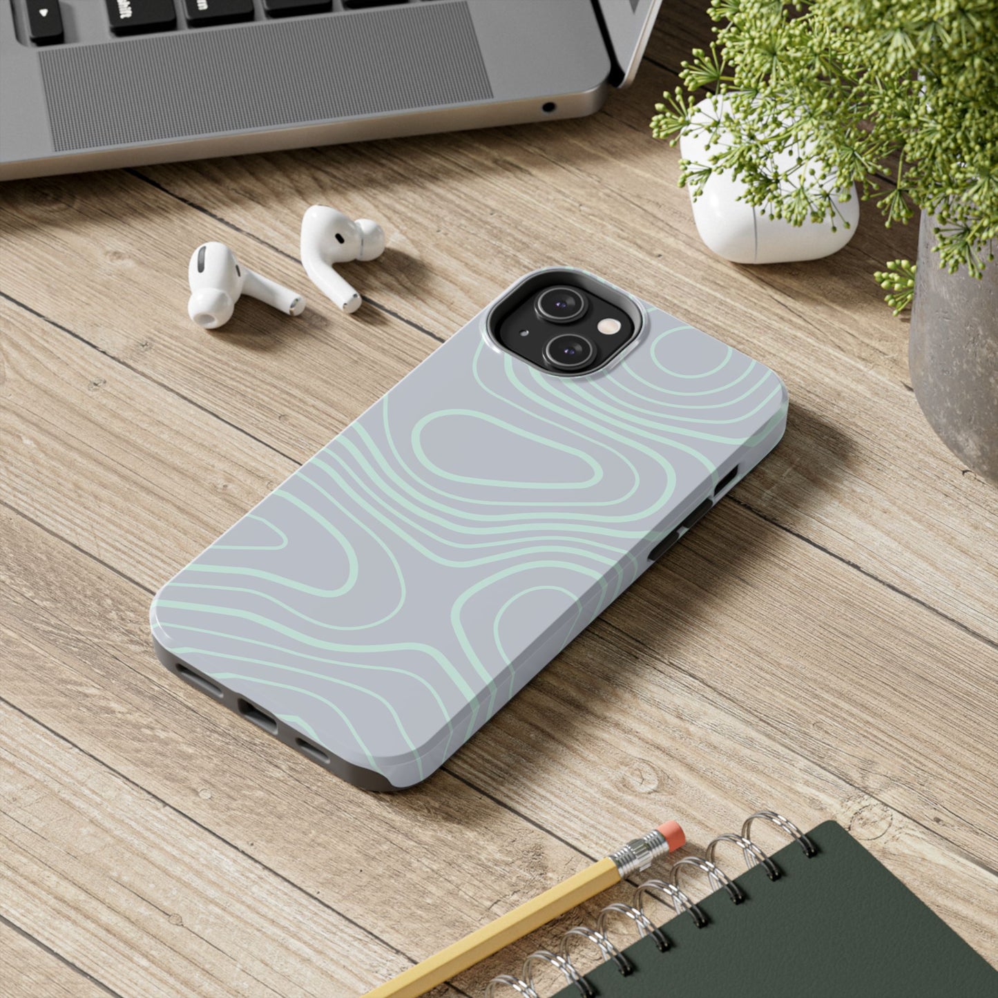 Funda para iPhone con líneas finas en color menta