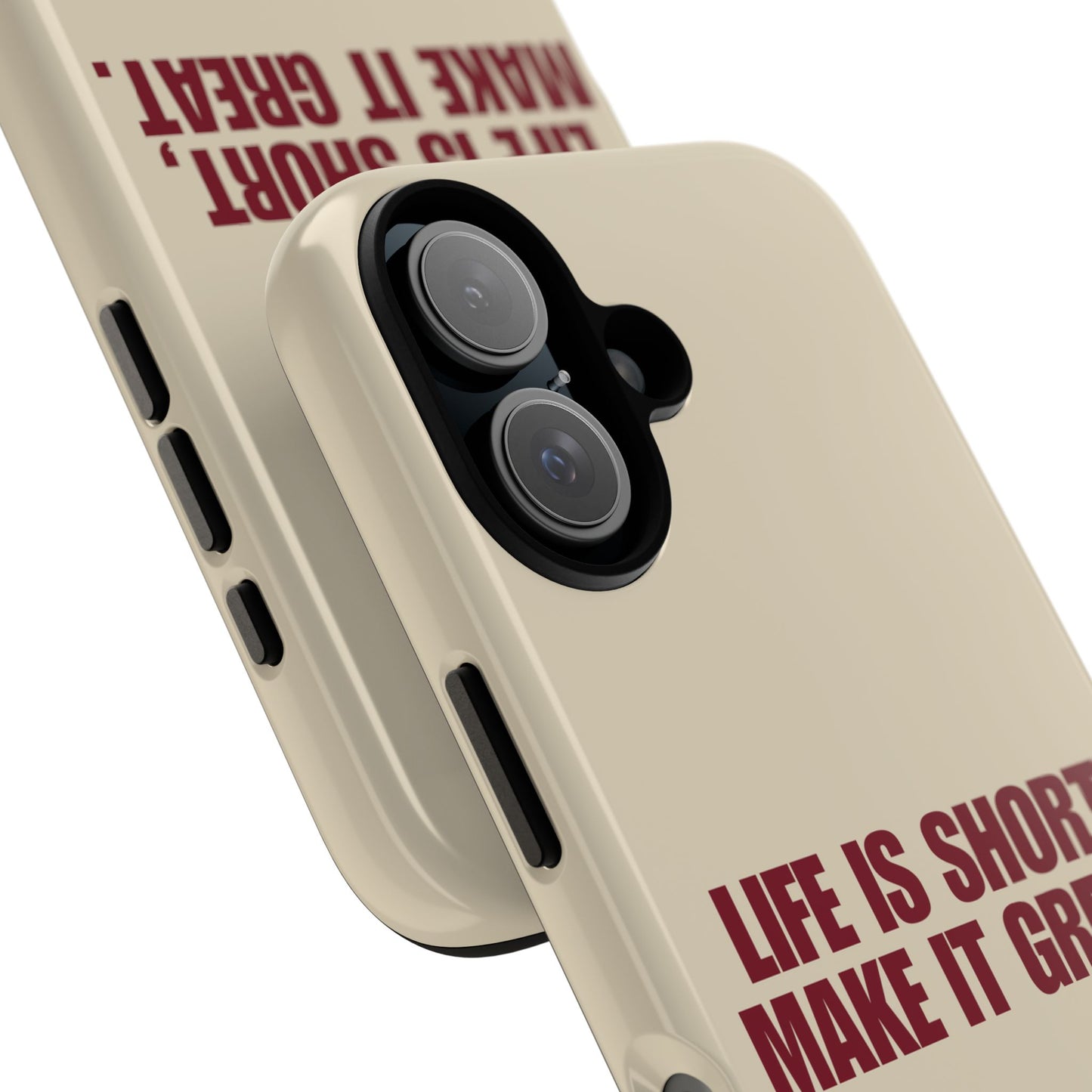 Life is short, make it great. Beige iPhone Case