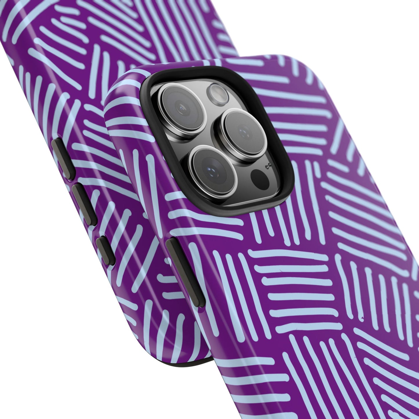 Funda para iPhone con rayas infinitas en color morado
