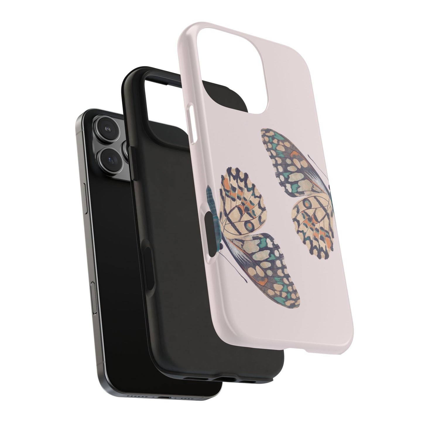 Coque iPhone rose effet papillon