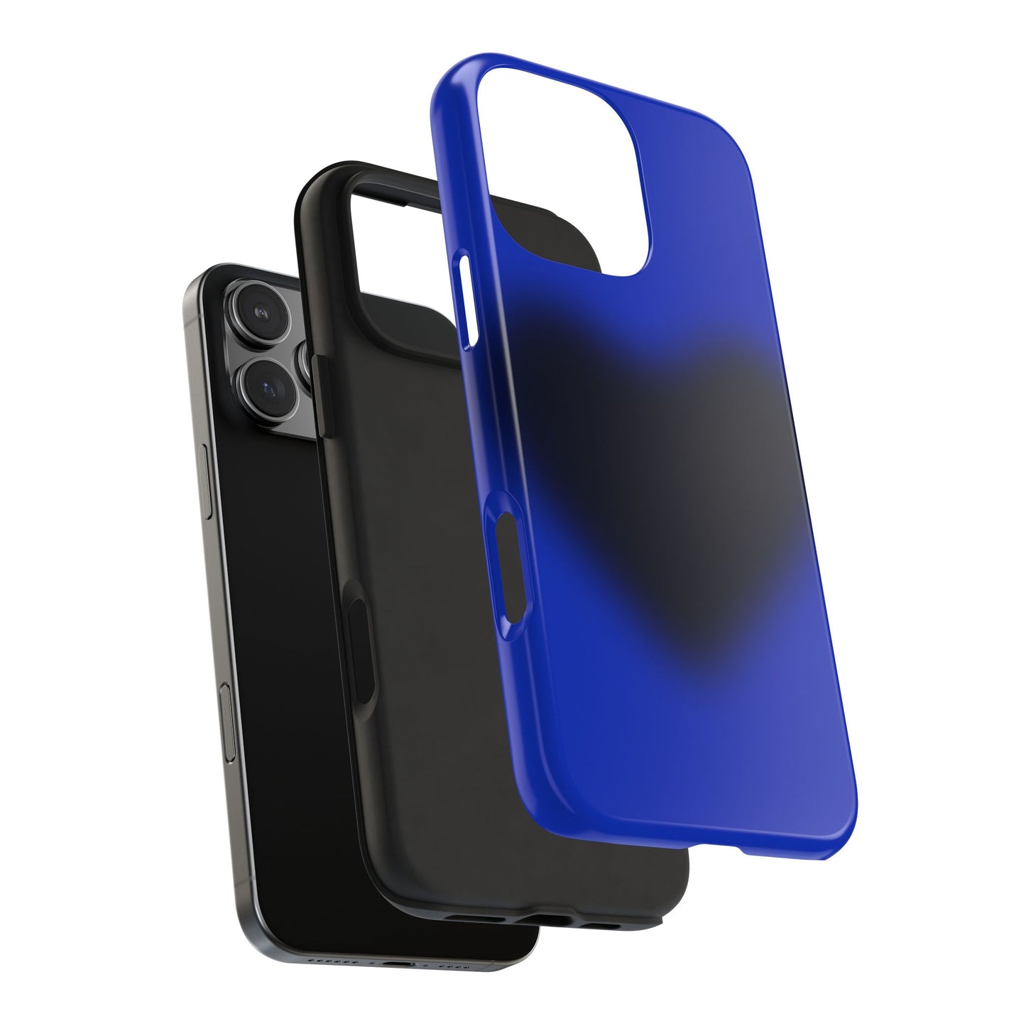 Funda para iPhone con corazón negro y azul
