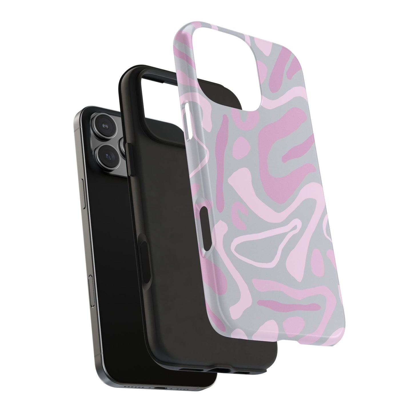Coque iPhone à formes abstraites roses