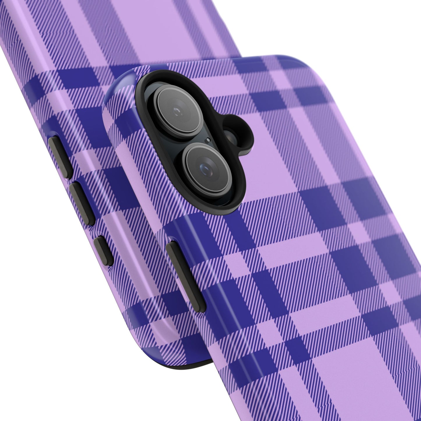 Coque iPhone à carreaux violets