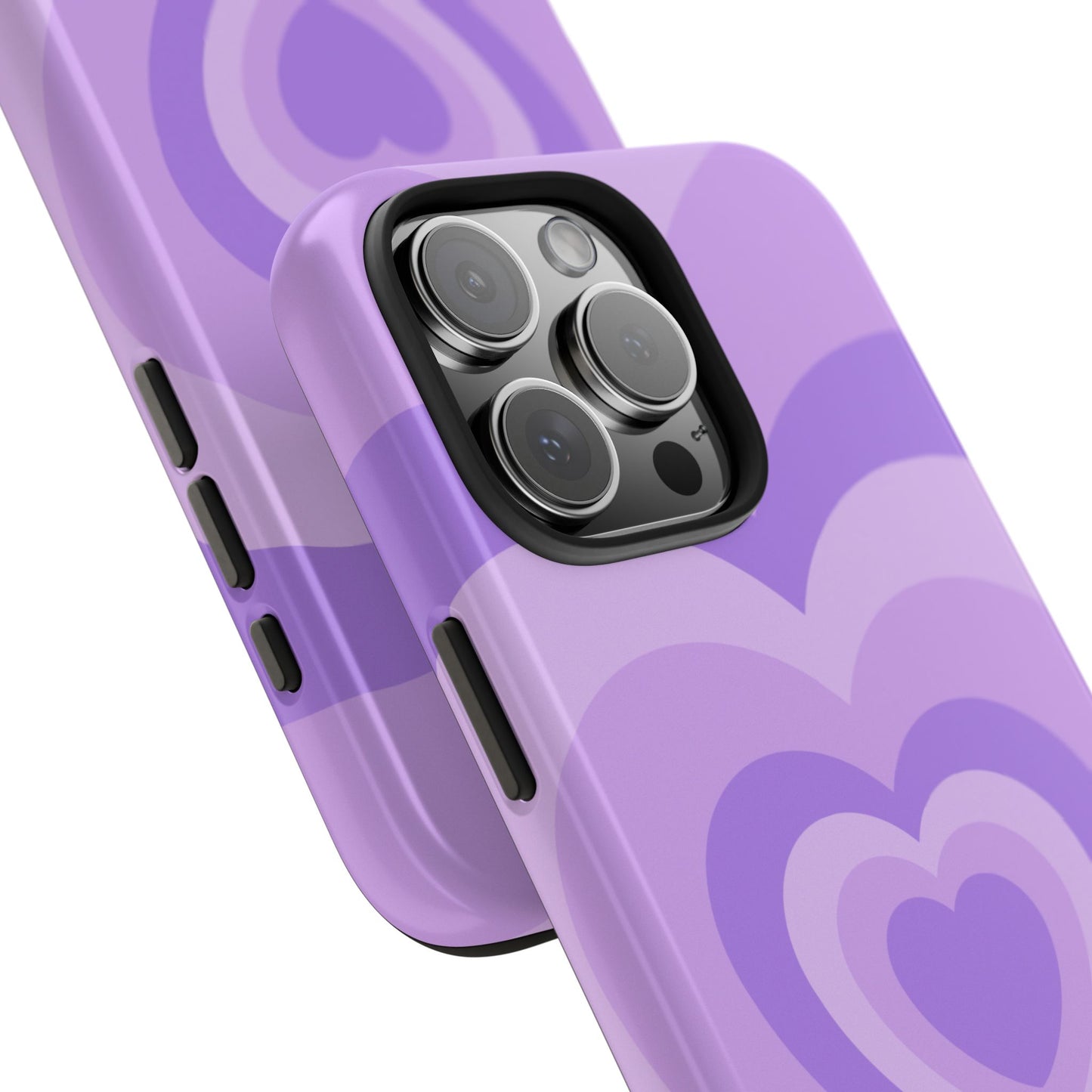 Funda para iPhone con corazones morados e infinitos