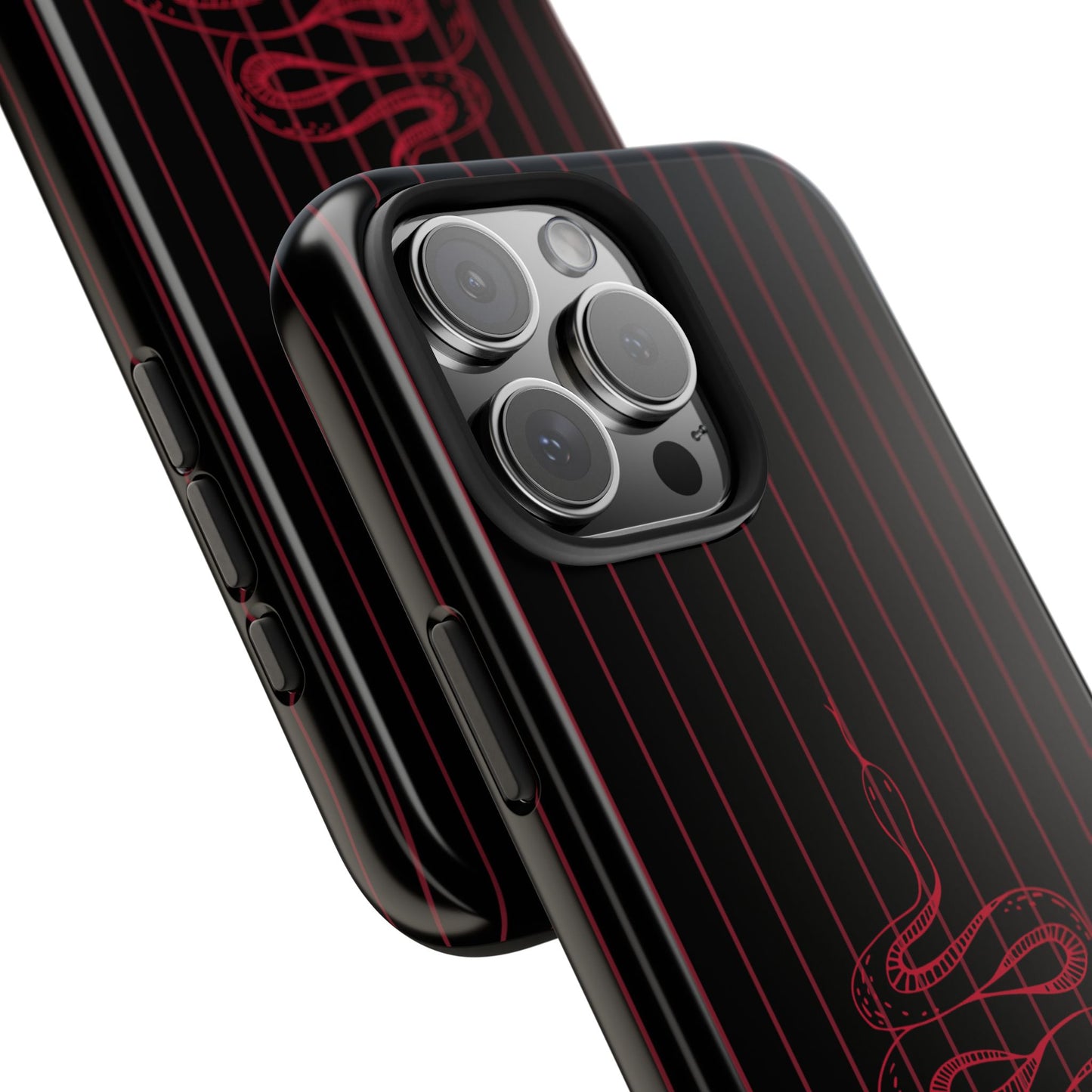 Funda para iPhone con diseño de serpiente roja y negra
