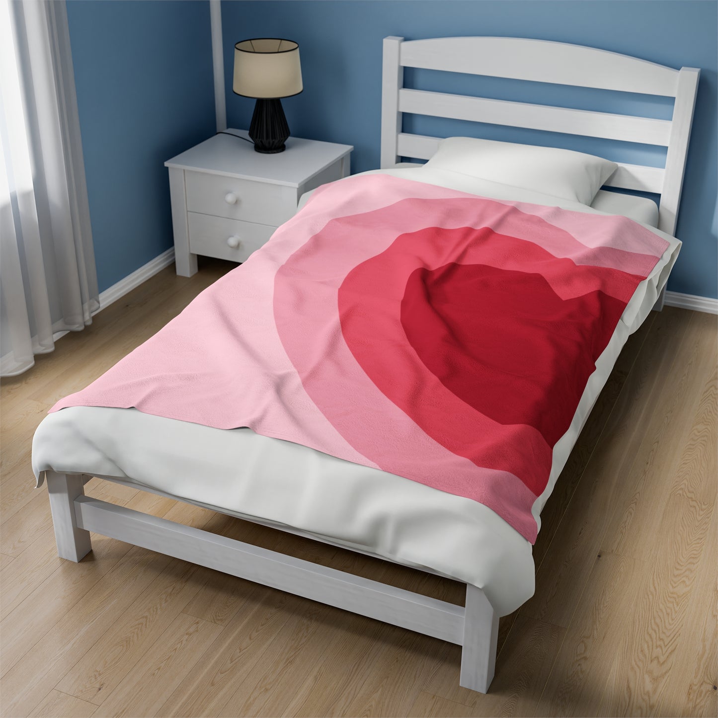 Manta de peluche con forma de corazón de color rosa