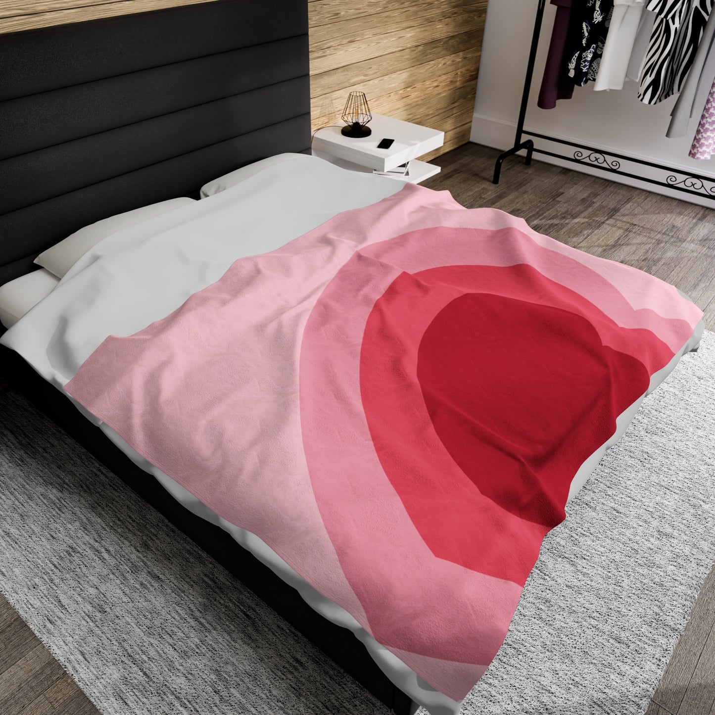 Manta de peluche con forma de corazón de color rosa