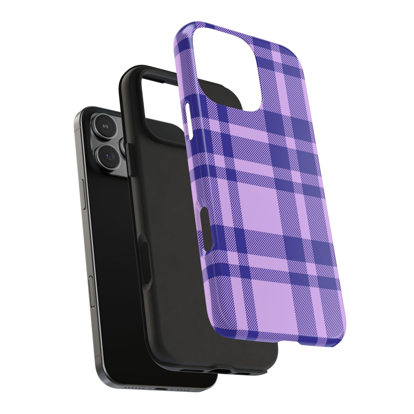 Coque iPhone à carreaux violets
