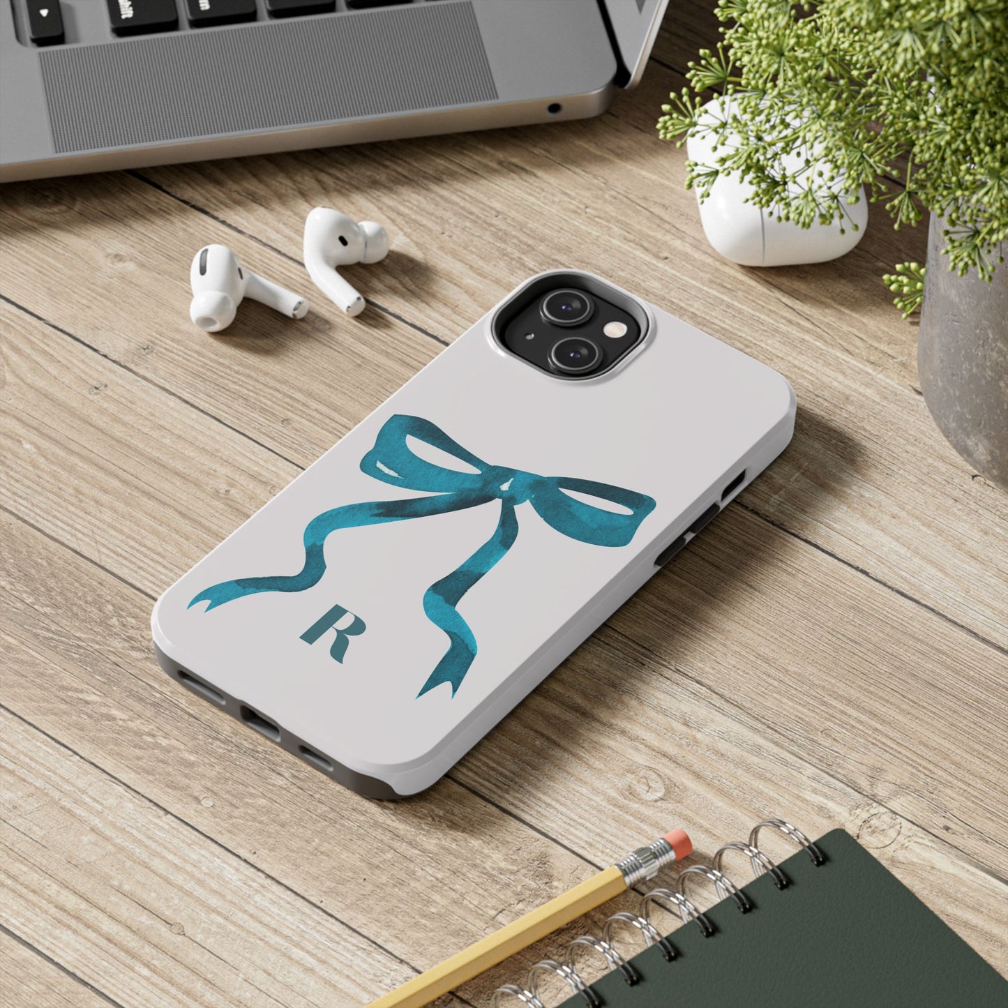 Blue Bow "R" iPhone Case