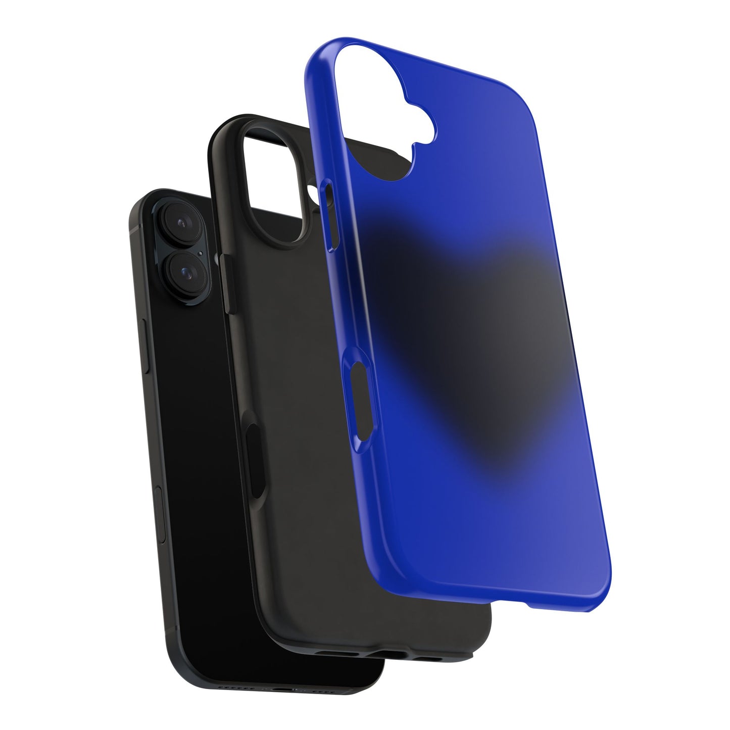 Funda para iPhone con corazón negro y azul