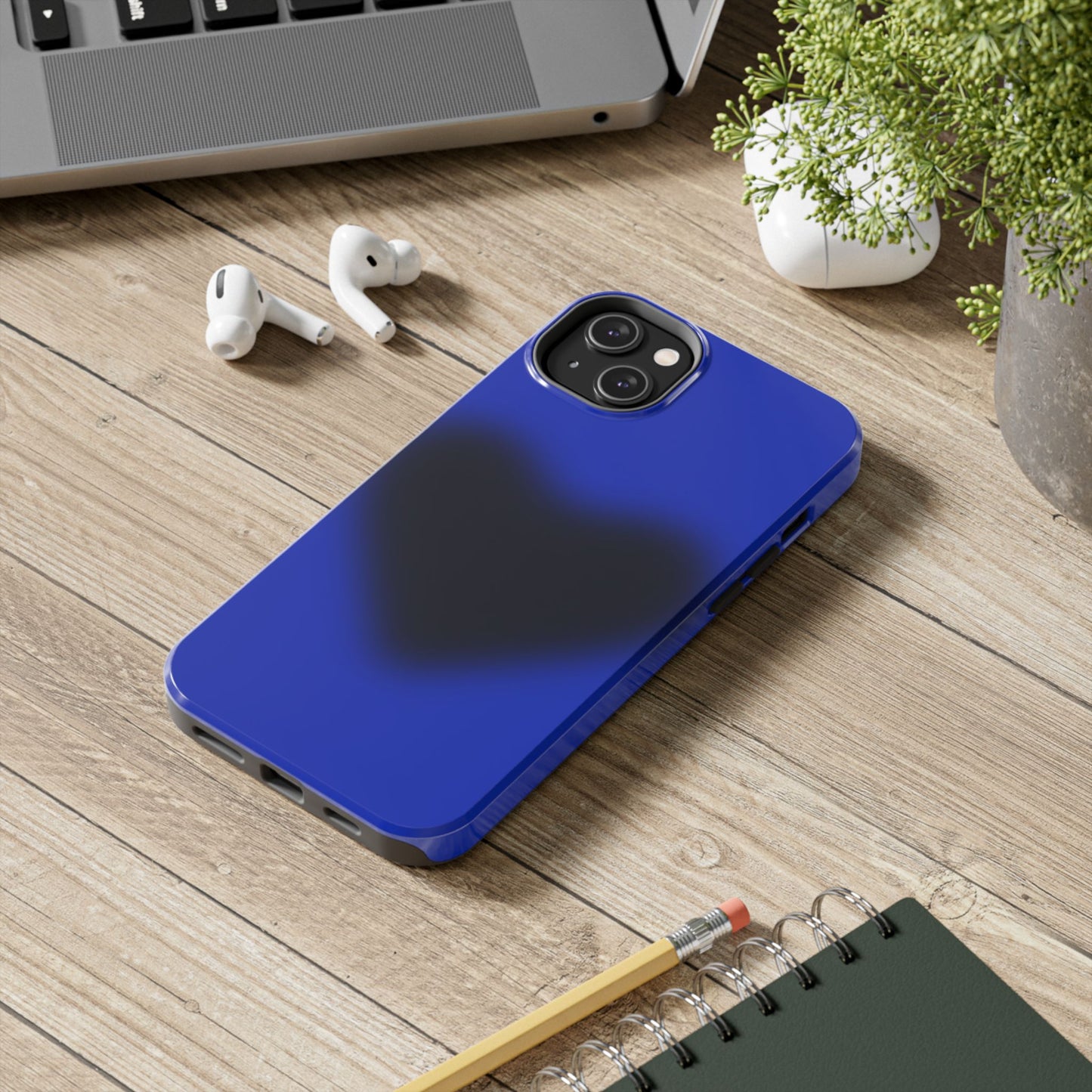 Funda para iPhone con corazón negro y azul