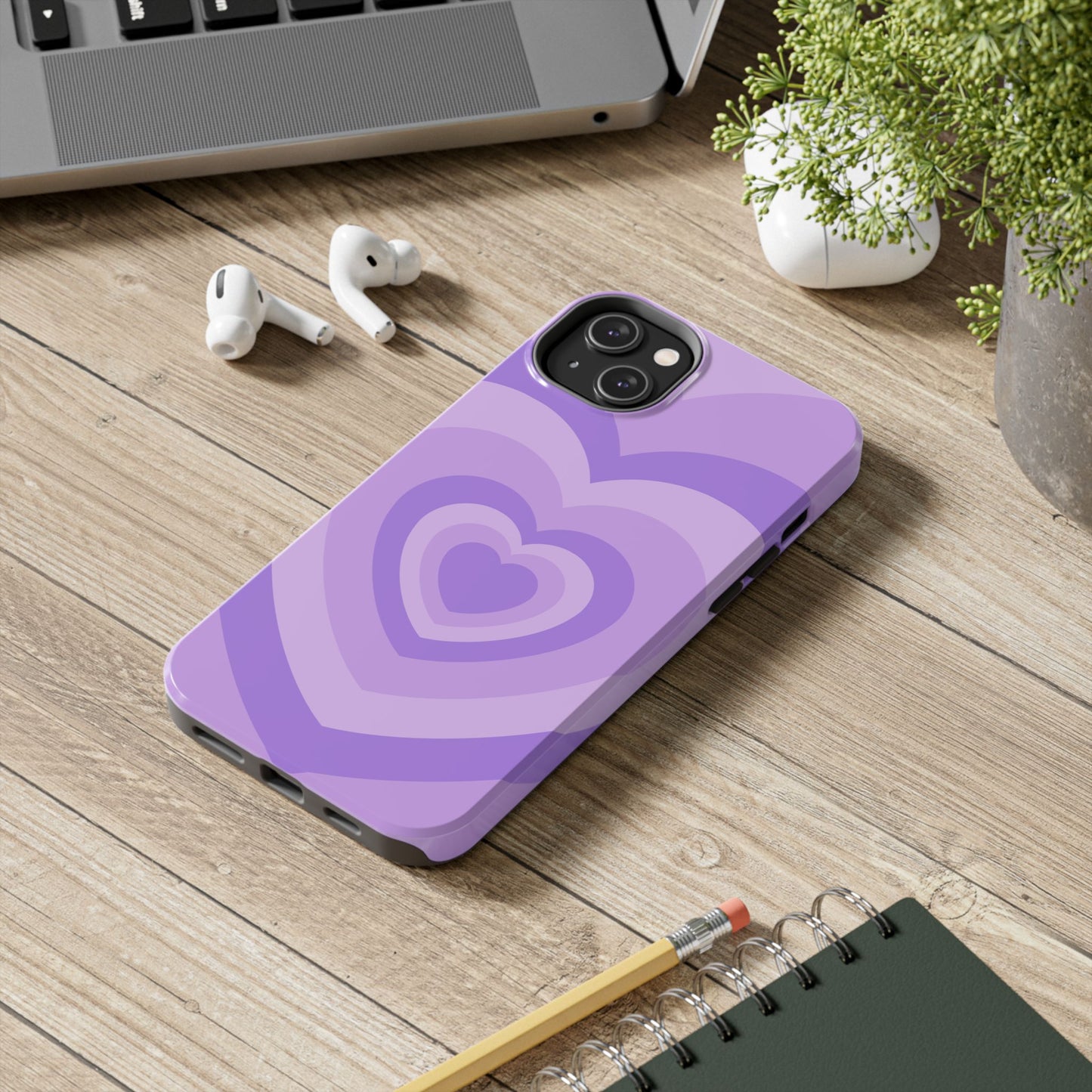 Funda para iPhone con corazones morados e infinitos