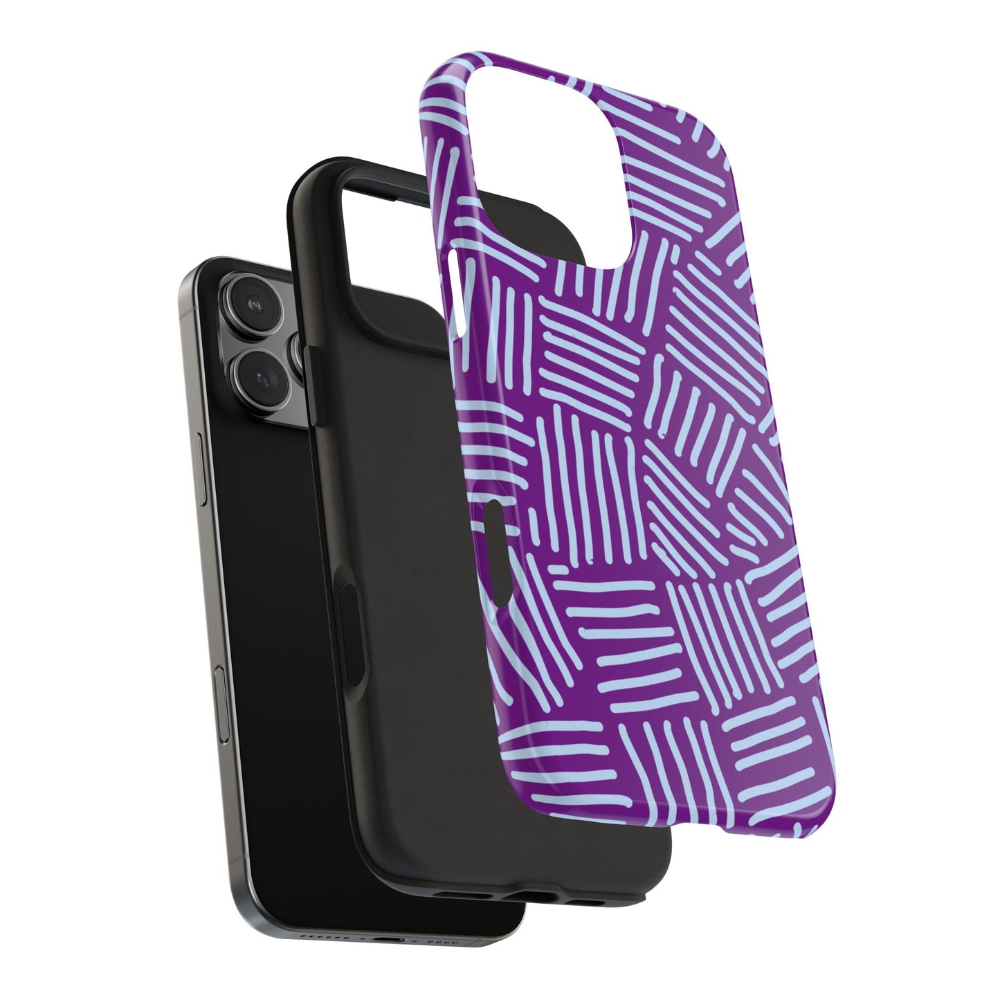 Funda para iPhone con rayas infinitas en color morado