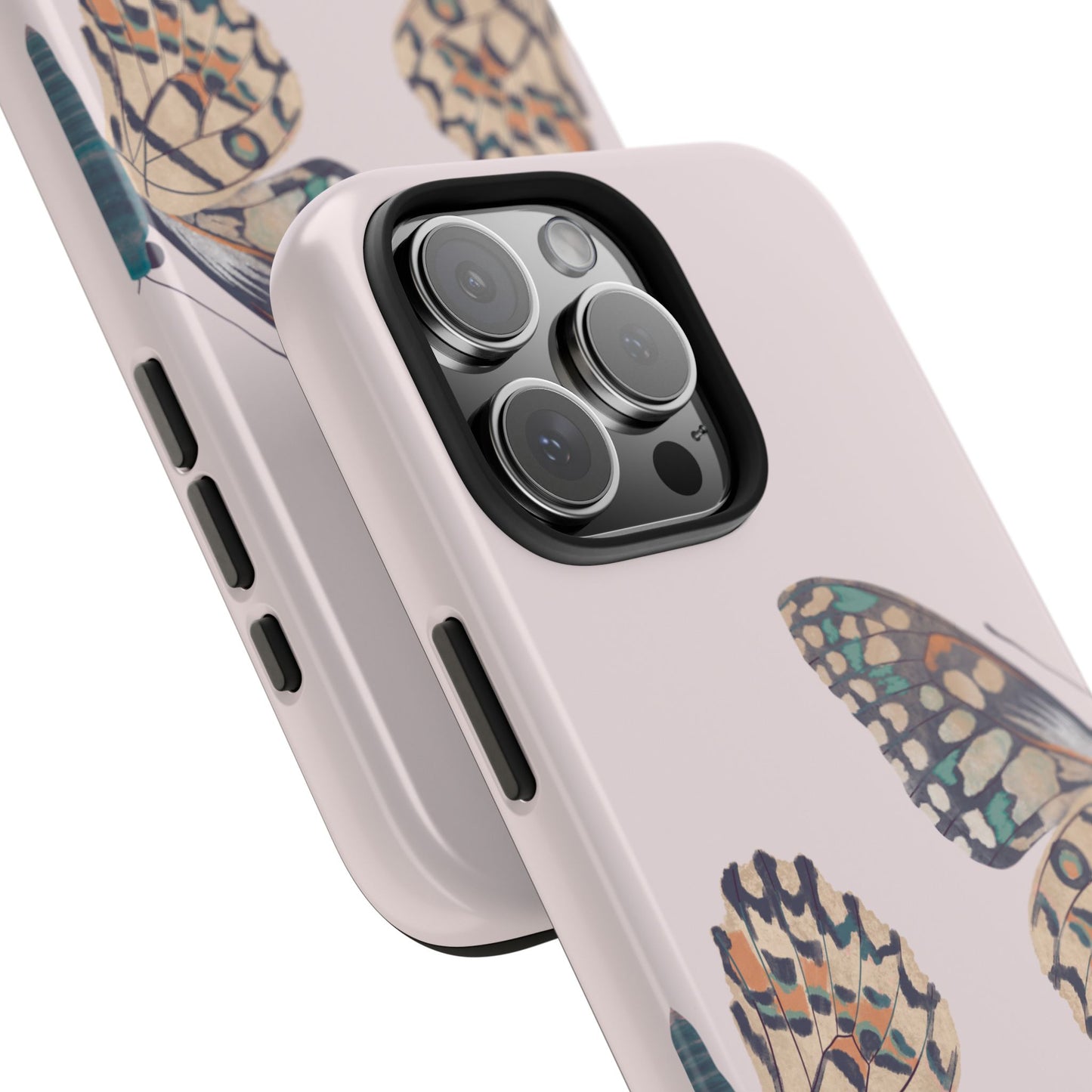 Coque iPhone rose effet papillon