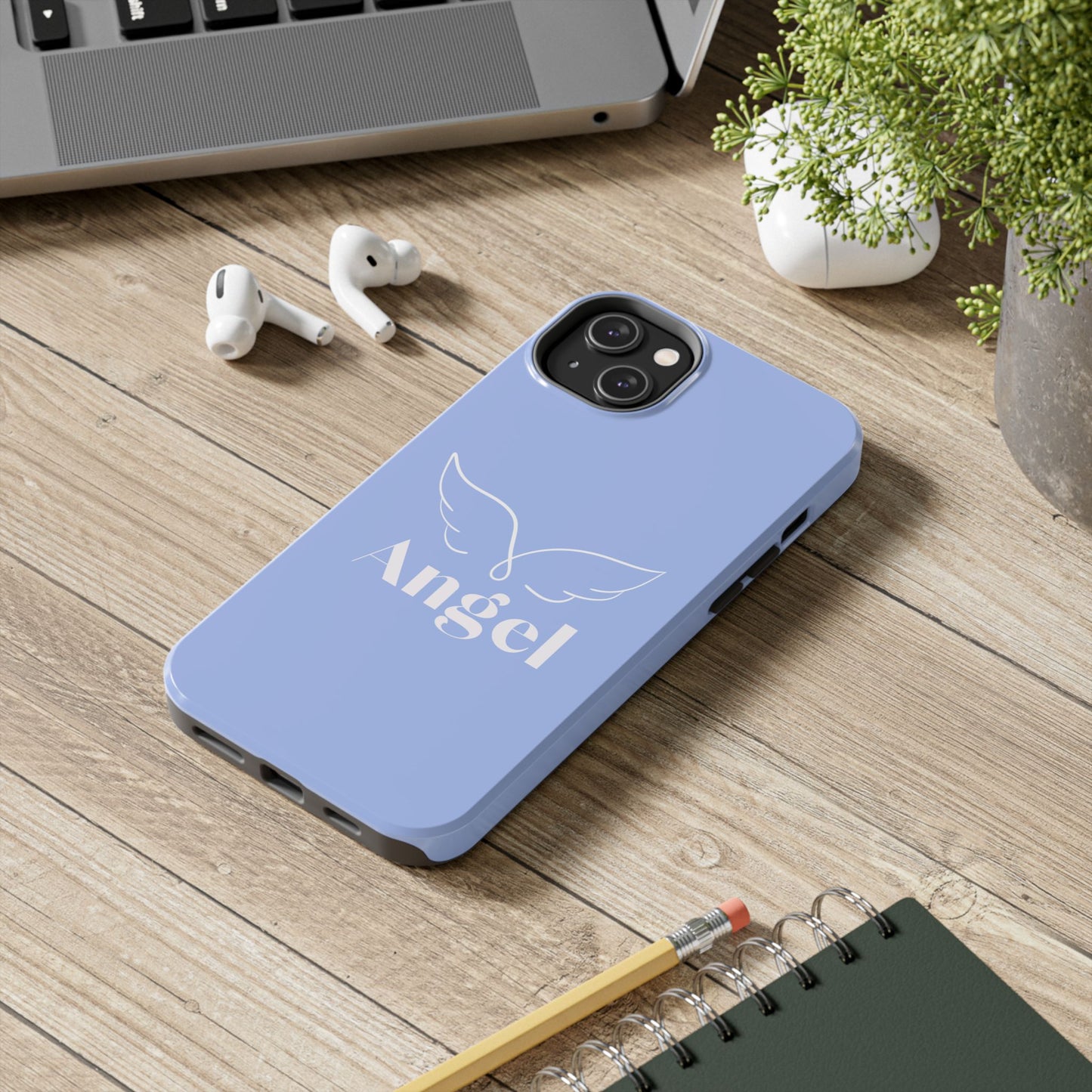 Funda para iPhone con diseño de ángel bebé en color azul
