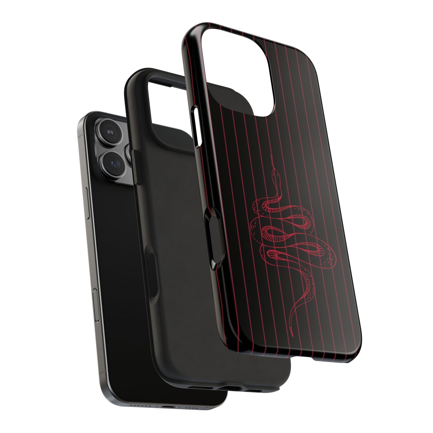 Funda para iPhone con diseño de serpiente roja y negra