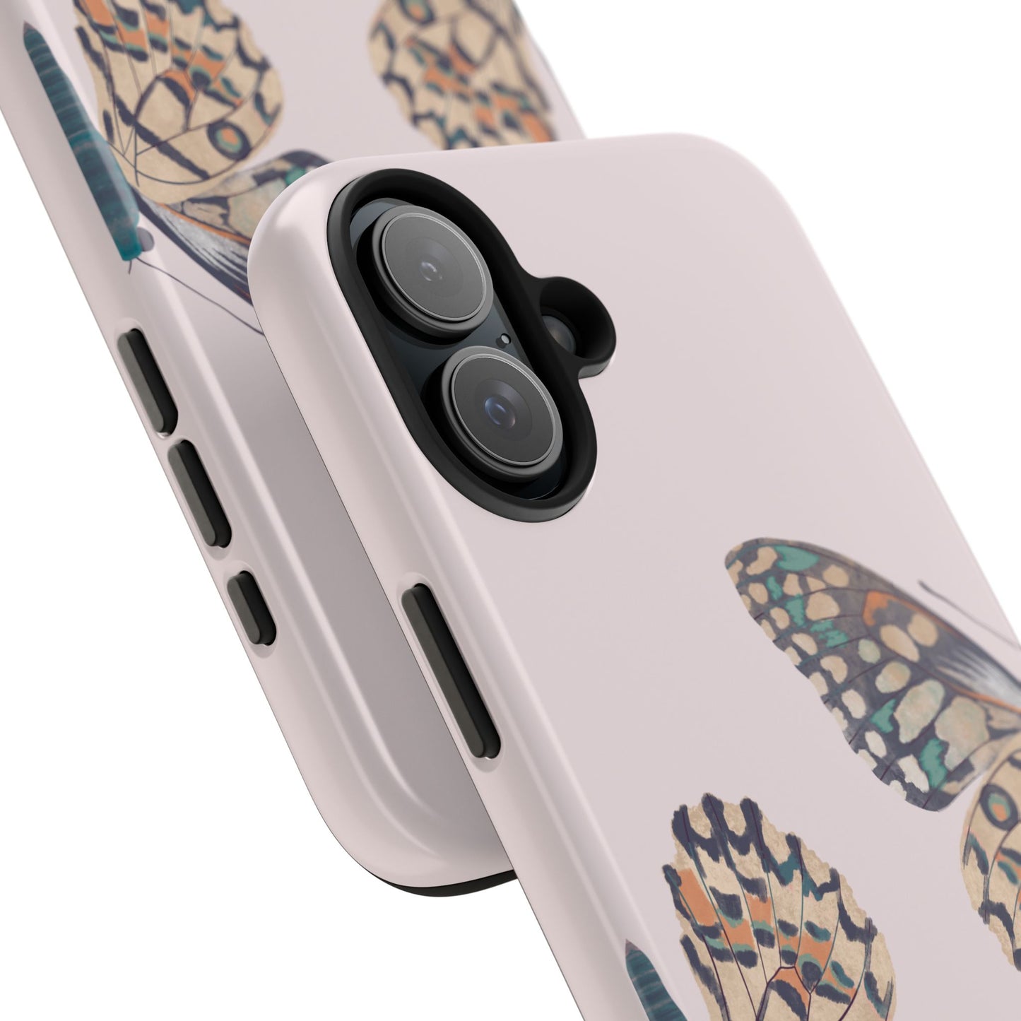 Coque iPhone rose effet papillon