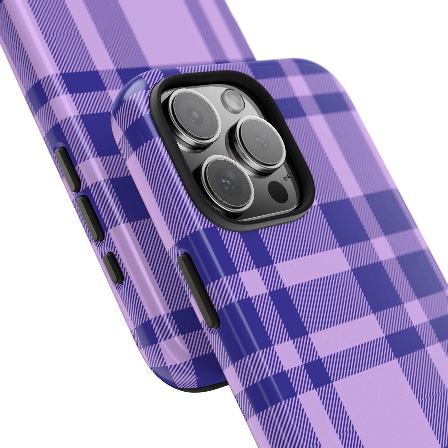 Coque iPhone à carreaux violets