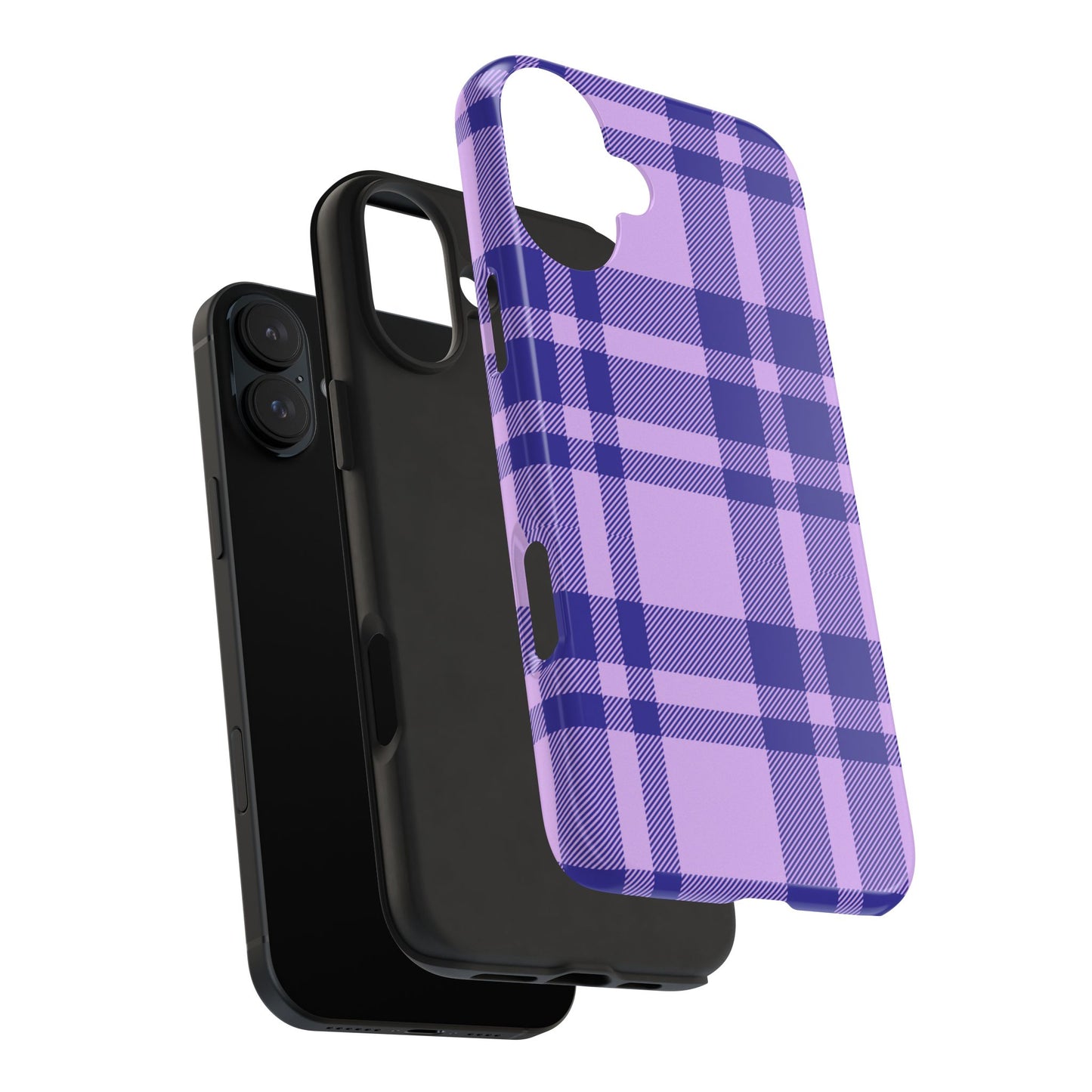 Coque iPhone à carreaux violets