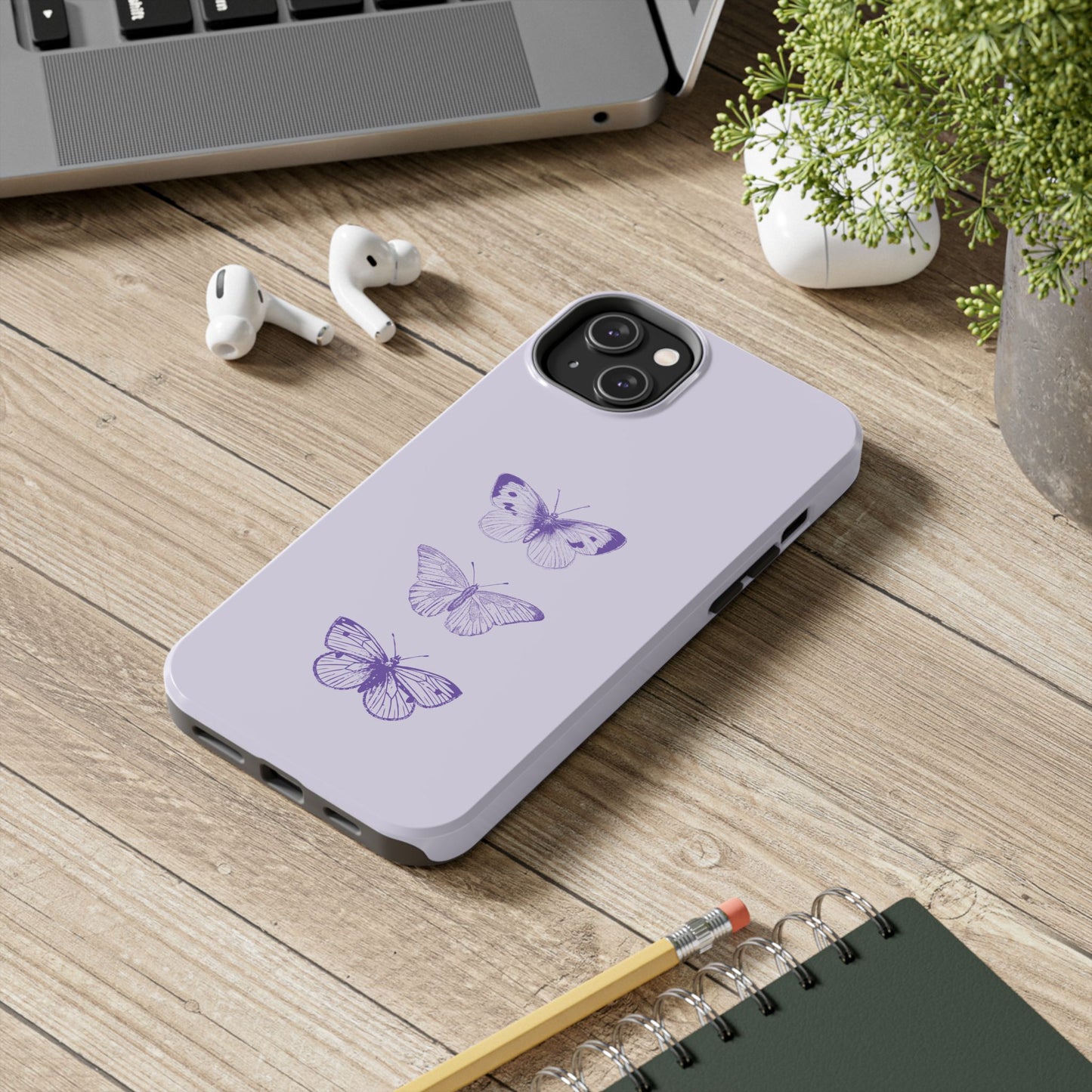 Funda para iPhone con diseño de mariposa morada