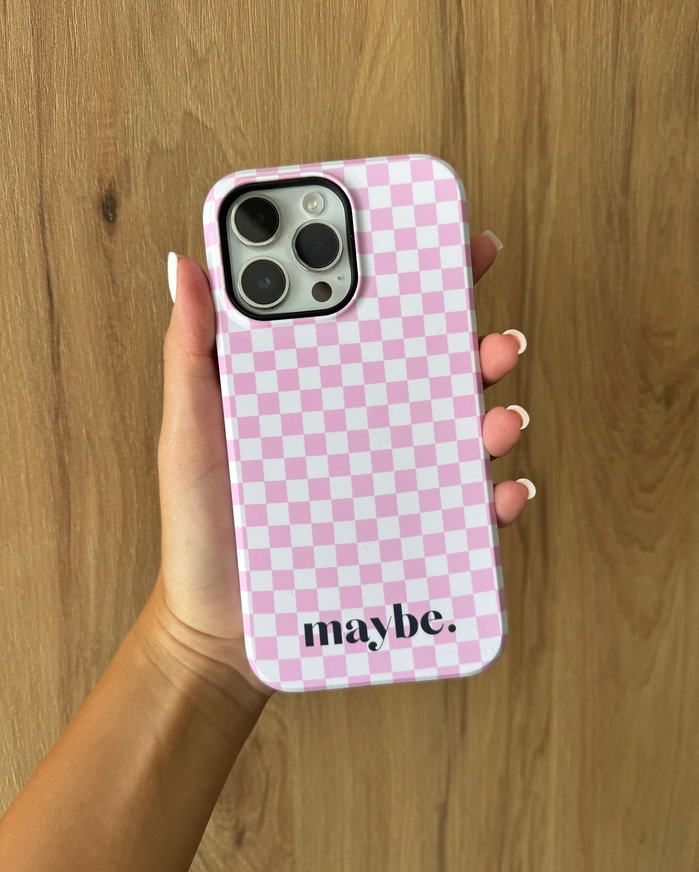 Maybe Chessboard Pink iPhone Case