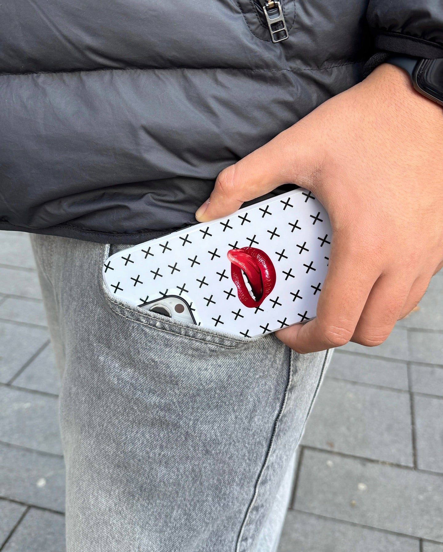 Forbidden Lips White iPhone Case