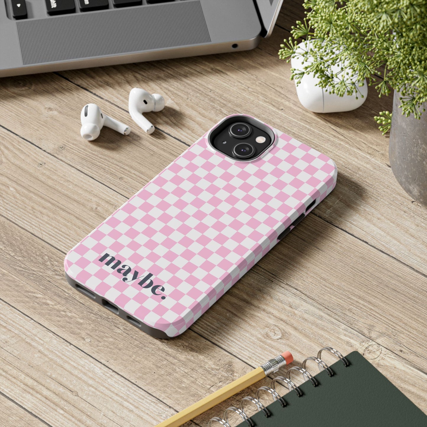 Maybe Chessboard Pink iPhone Case