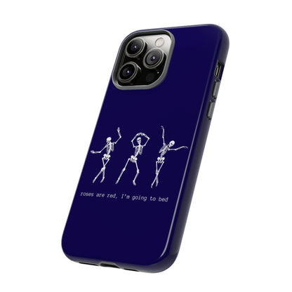 Dancing Skeletons Dark Blue iPhone Case