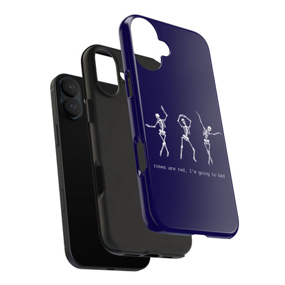 Dancing Skeletons Dark Blue iPhone Case