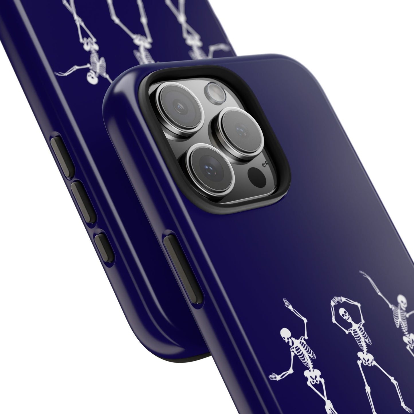 Dancing Skeletons Dark Blue iPhone Case