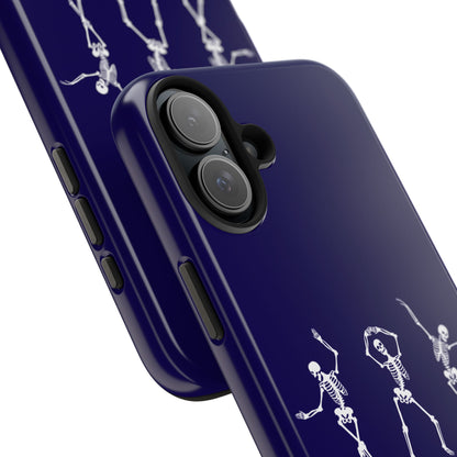 Dancing Skeletons Dark Blue iPhone Case