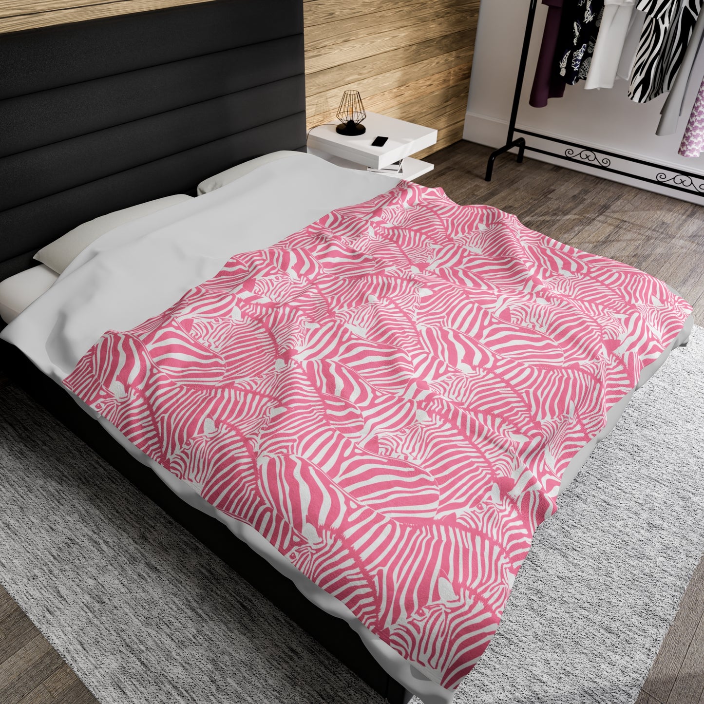 Pink Zebra Plush Blanket