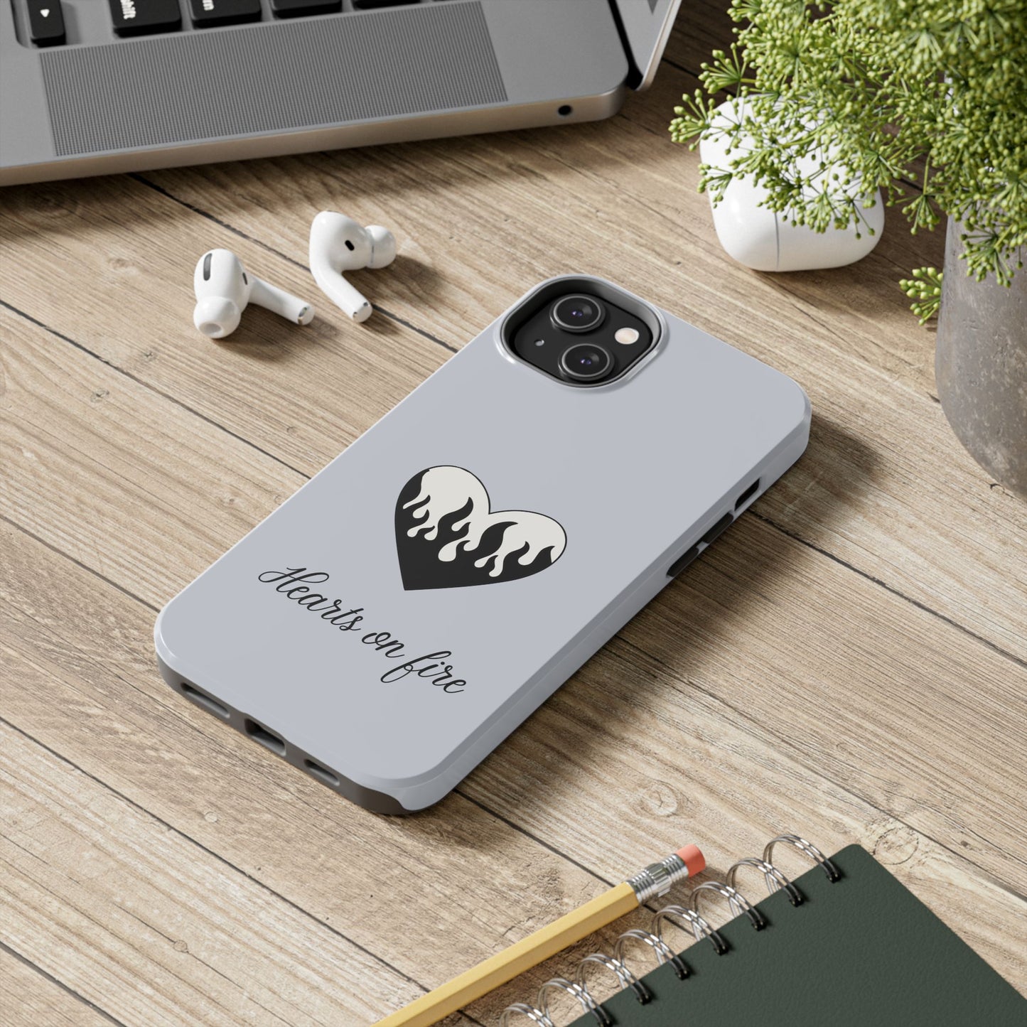 Hearts On Fire Grey iPhone Case