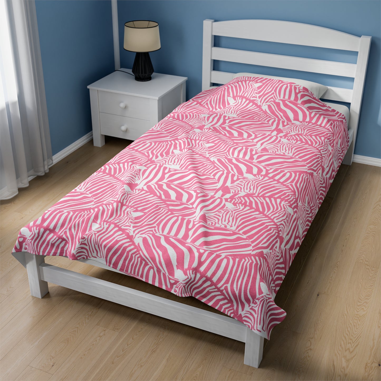 Pink Zebra Plush Blanket