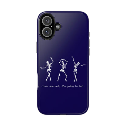 Dancing Skeletons Dark Blue iPhone Case