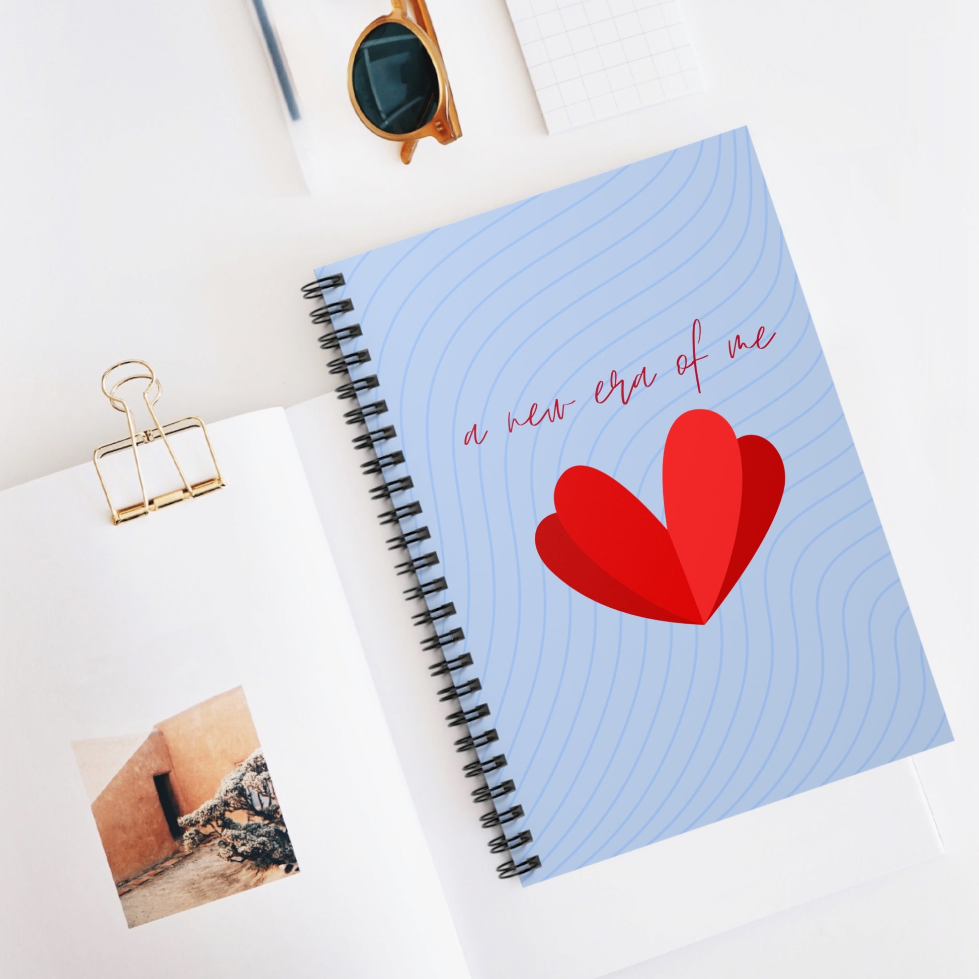 Blue notebook with red heart