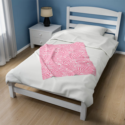 Pink Zebra Plush Blanket