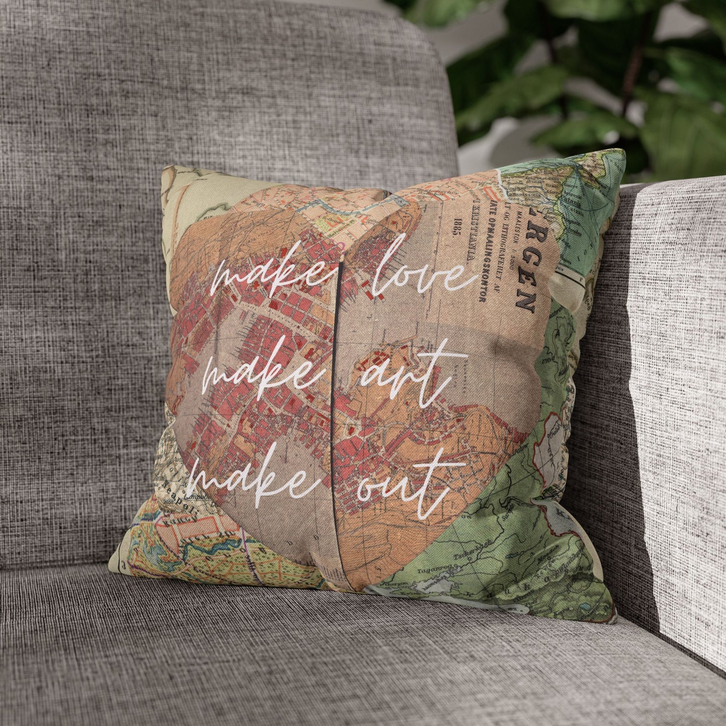 Map-Inspired Decorative Pillow