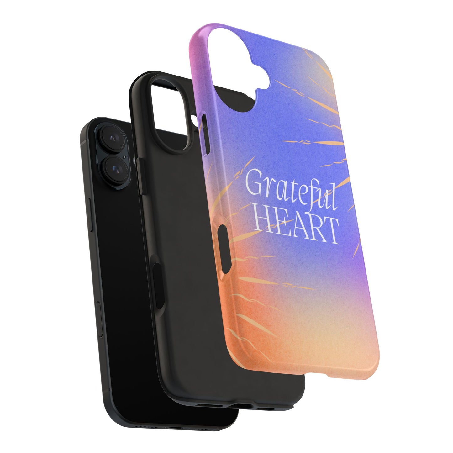 Funda para iPhone con corazón agradecido en color azul