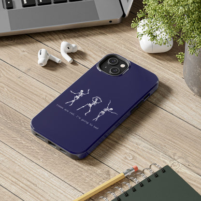 Dancing Skeletons Dark Blue iPhone Case