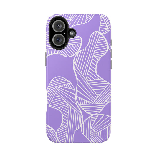 Funda para iPhone con hojas abstractas de color morado