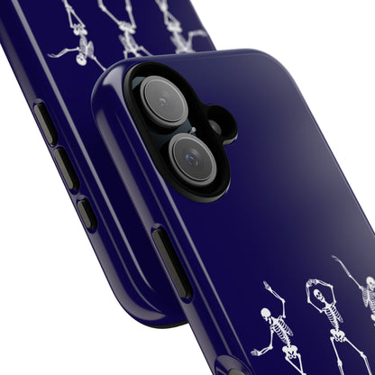 Dancing Skeletons Dark Blue iPhone Case