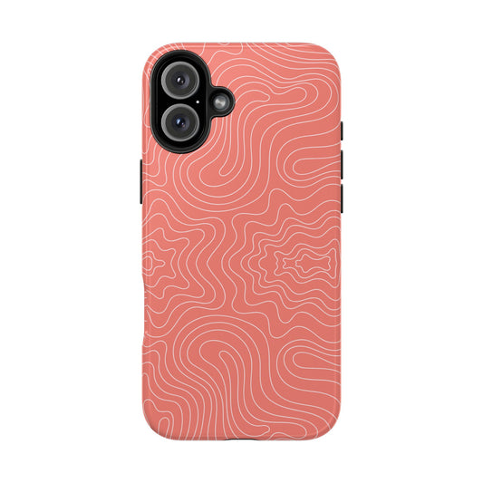 Funda para iPhone con espirales abstractas de color naranja 