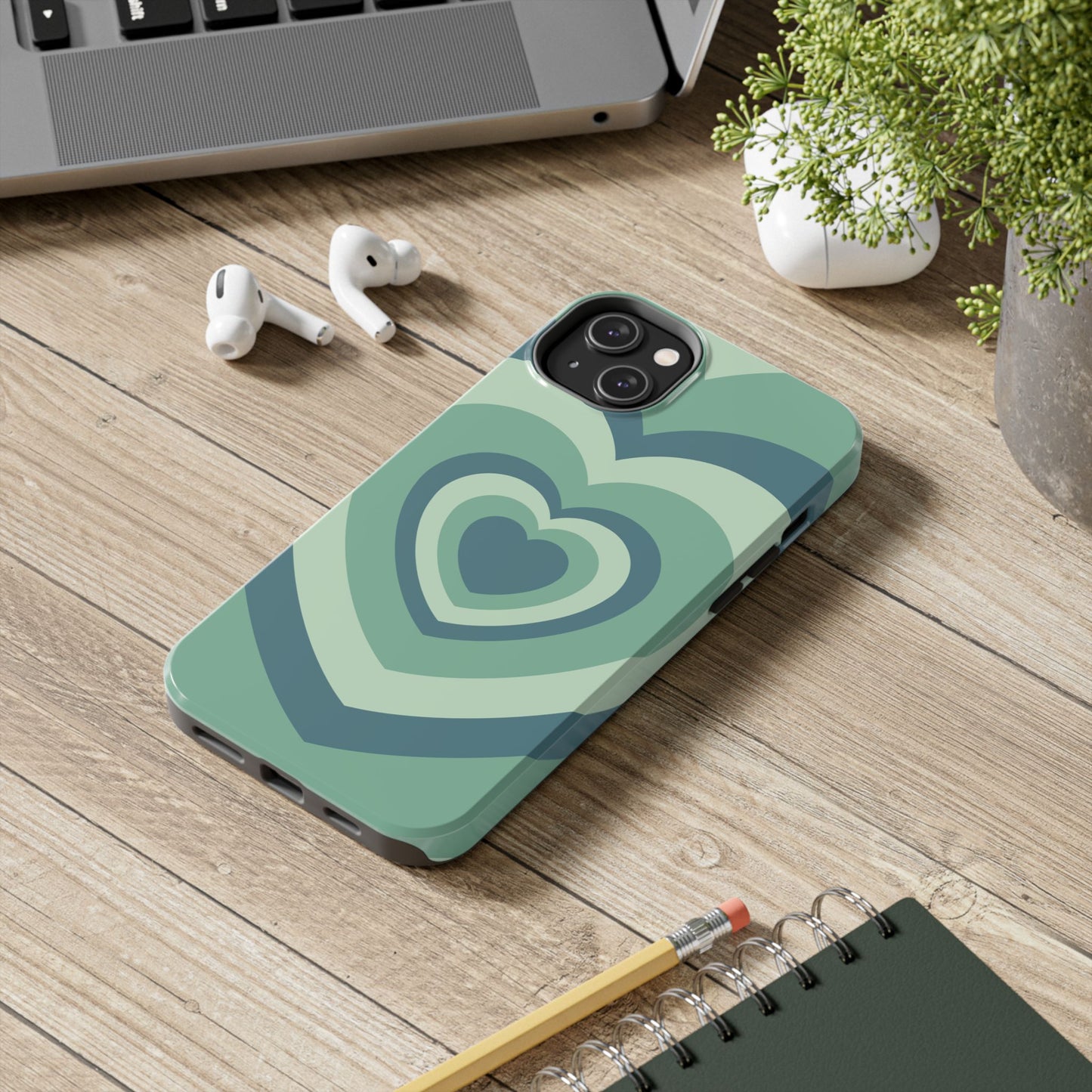 Infinity Green Hearts iPhone Case