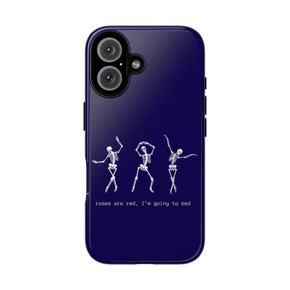 Dancing Skeletons Dark Blue iPhone Case