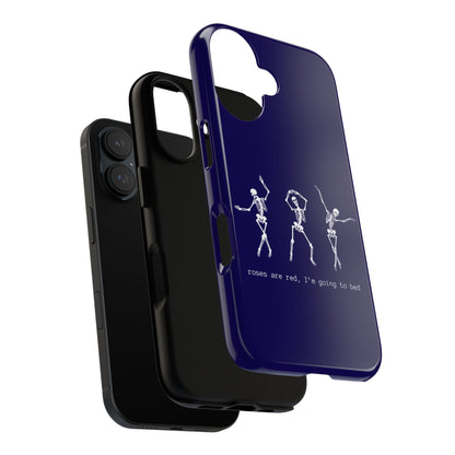 Dancing Skeletons Dark Blue iPhone Case