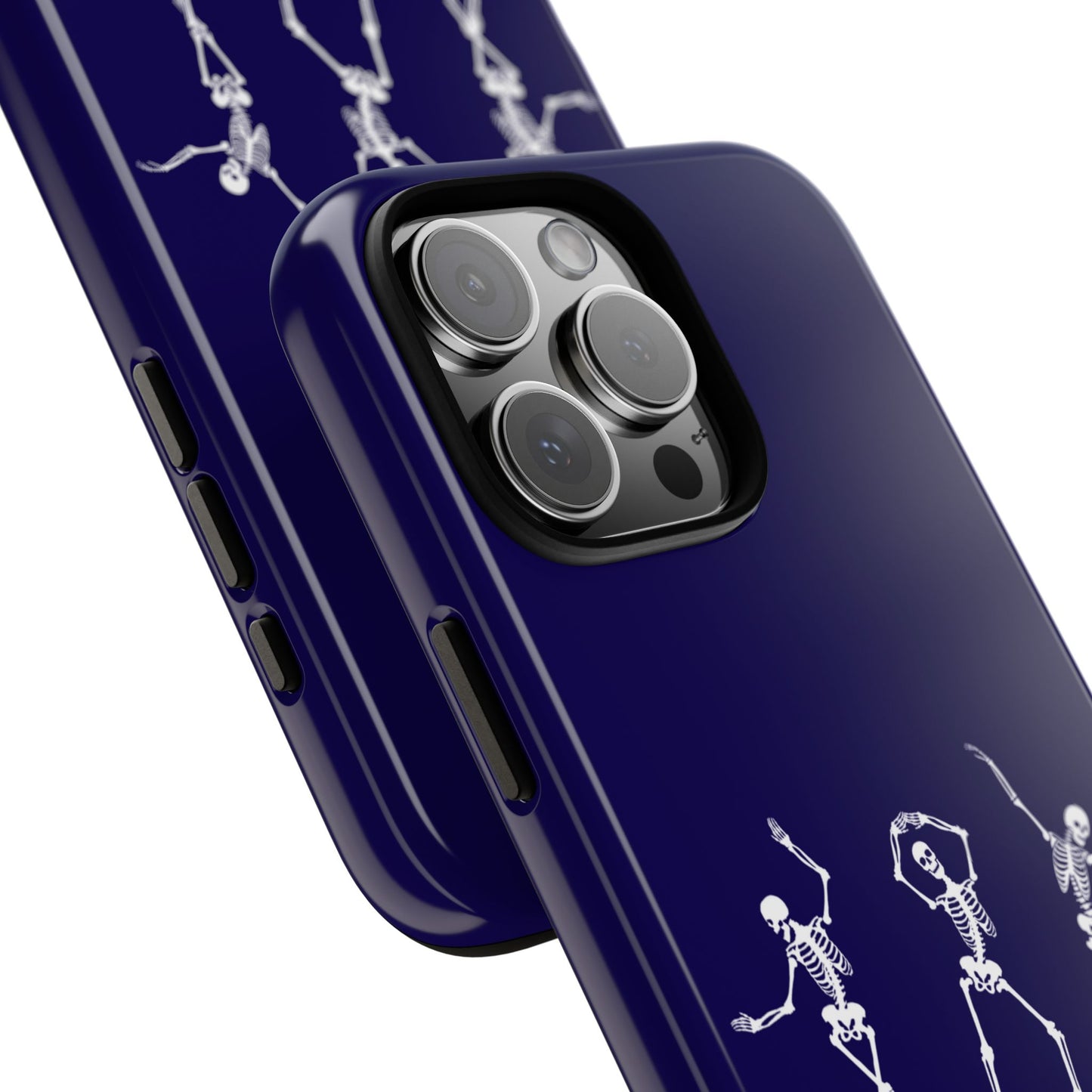 Dancing Skeletons Dark Blue iPhone Case