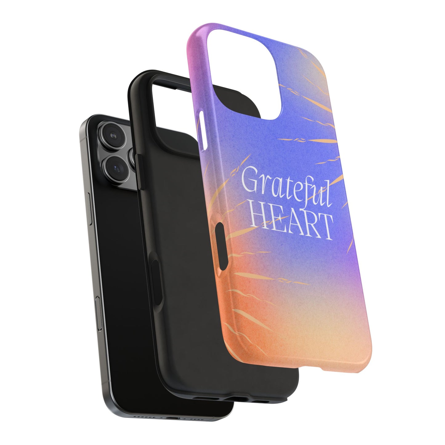 Funda para iPhone con corazón agradecido en color azul